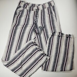 Rewash linen blend striped pants raw hem size XL